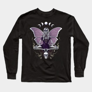 Gothic Skeleton Butterfly Long Sleeve T-Shirt